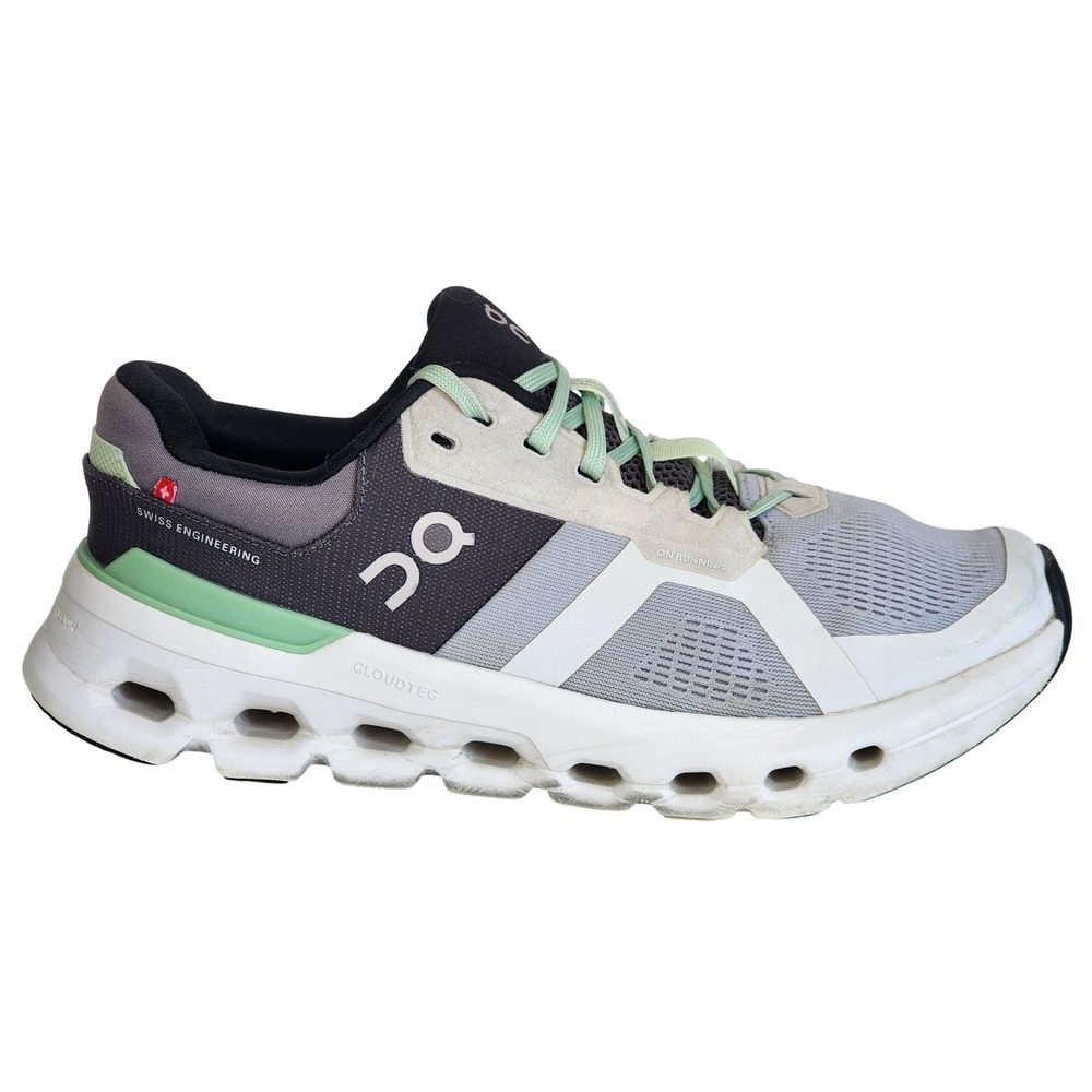On Running Cloudrunner Mens 8 Grey Mint Green CloudTec Training Shoes